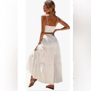 o.p.t. 2 Pc White Tiered Poplin Maxi Skirt & Cropped Convertible Smocked Top V